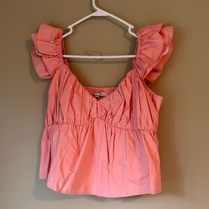 Abercrombie Women’s Pink Ruffle Sleeve Summer Top